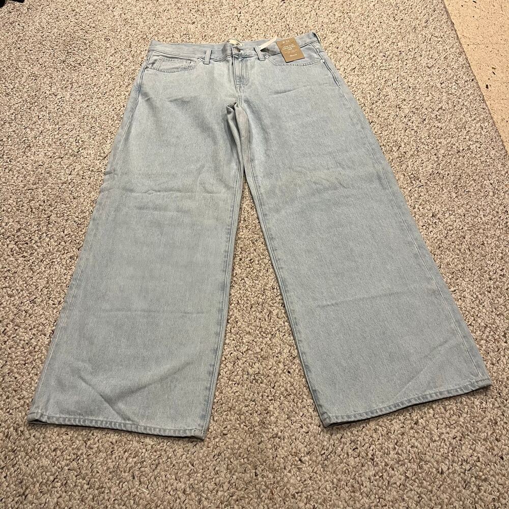NEW Madewell Low Rise Super Wide Leg Jeans 31 Denim Casual Light Wash Preppy